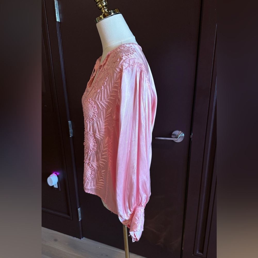 Pink Vintage Satin Blouse - Picture 2 of 4